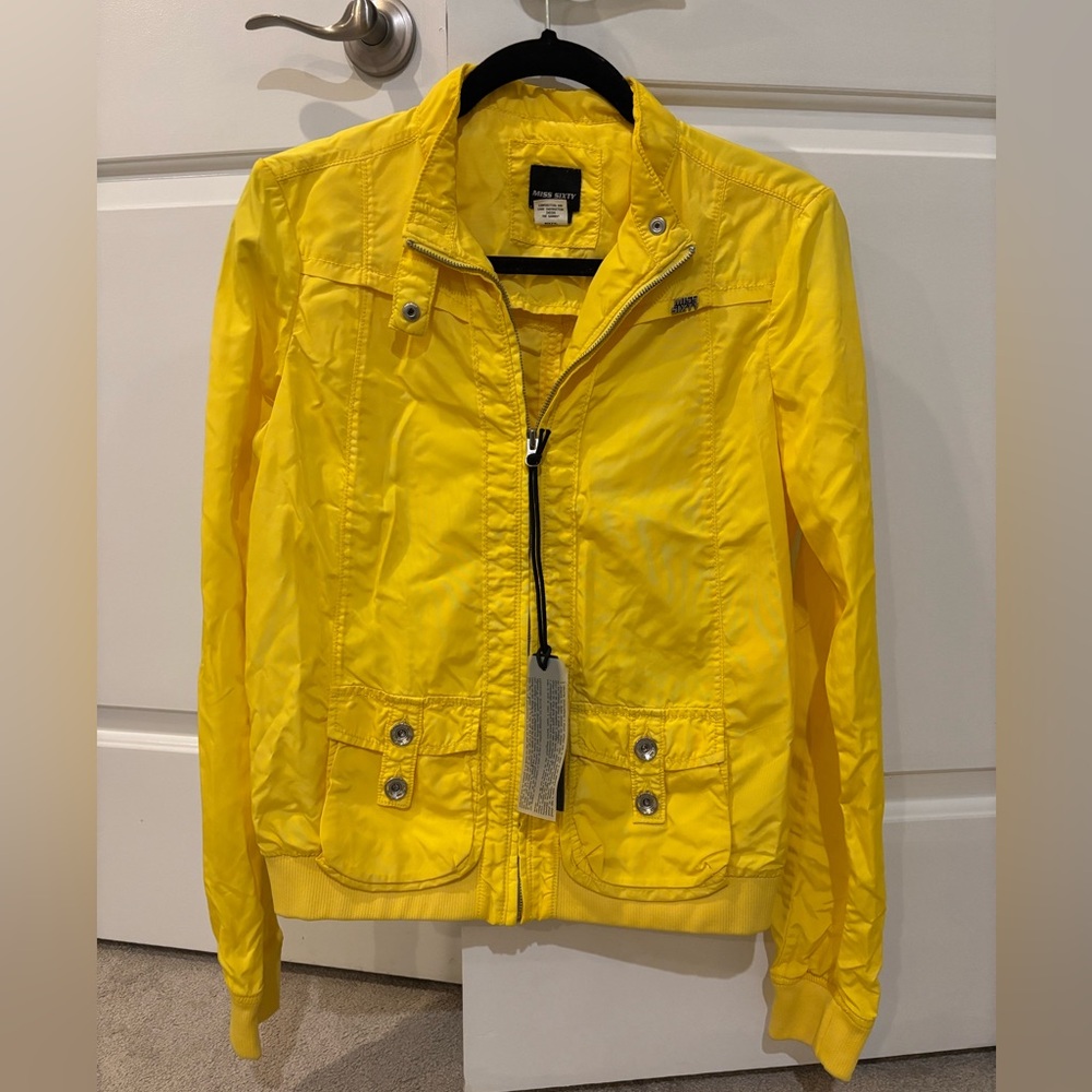 NWT Miss Sixty Bright Yellow Utility Jacket